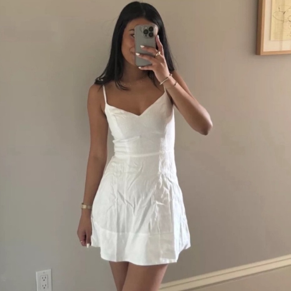 Reformation Holt Linen Dress in White Size 2